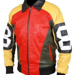 Michael Hoban Men's Red & Yellow Leather Jacket