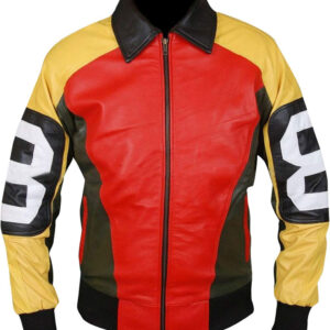 Michael Hoban Men's Red & Yellow Leather Jacket
