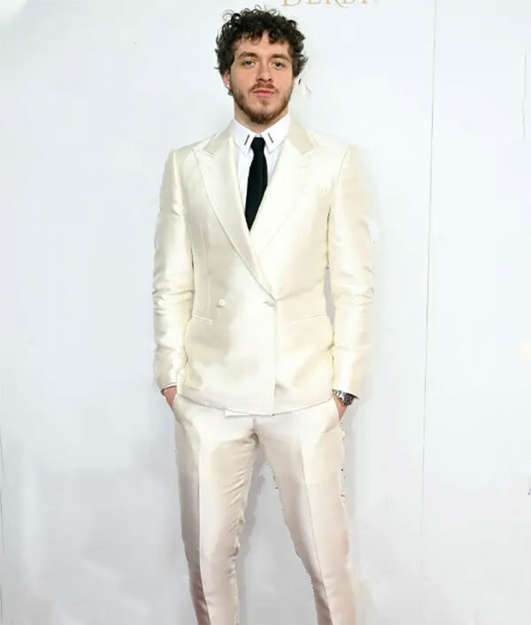 Jack Harlow In A White Suit On A Couch