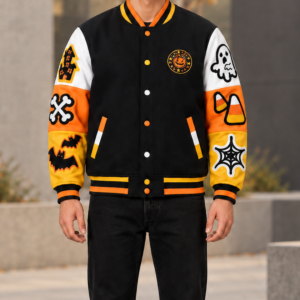 Halloween 2026 Spooky Boo Varsity Jacket - Front